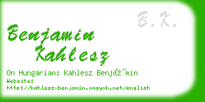 benjamin kahlesz business card